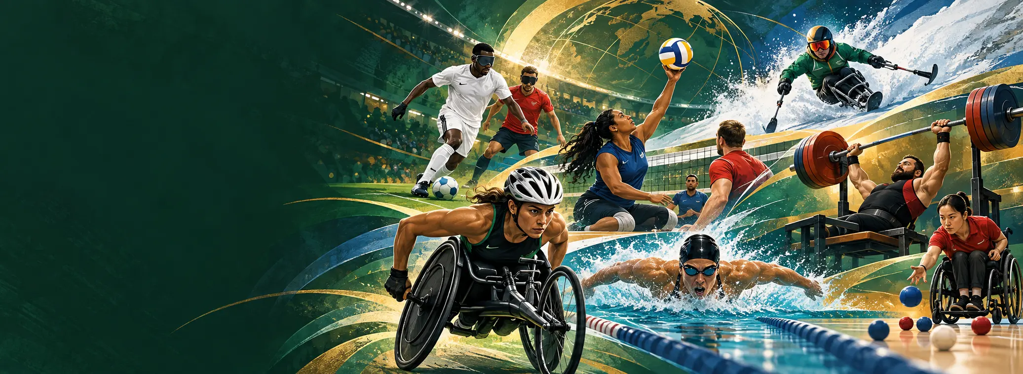 Editorial illustration representing multiple Para Sports and global intelligence